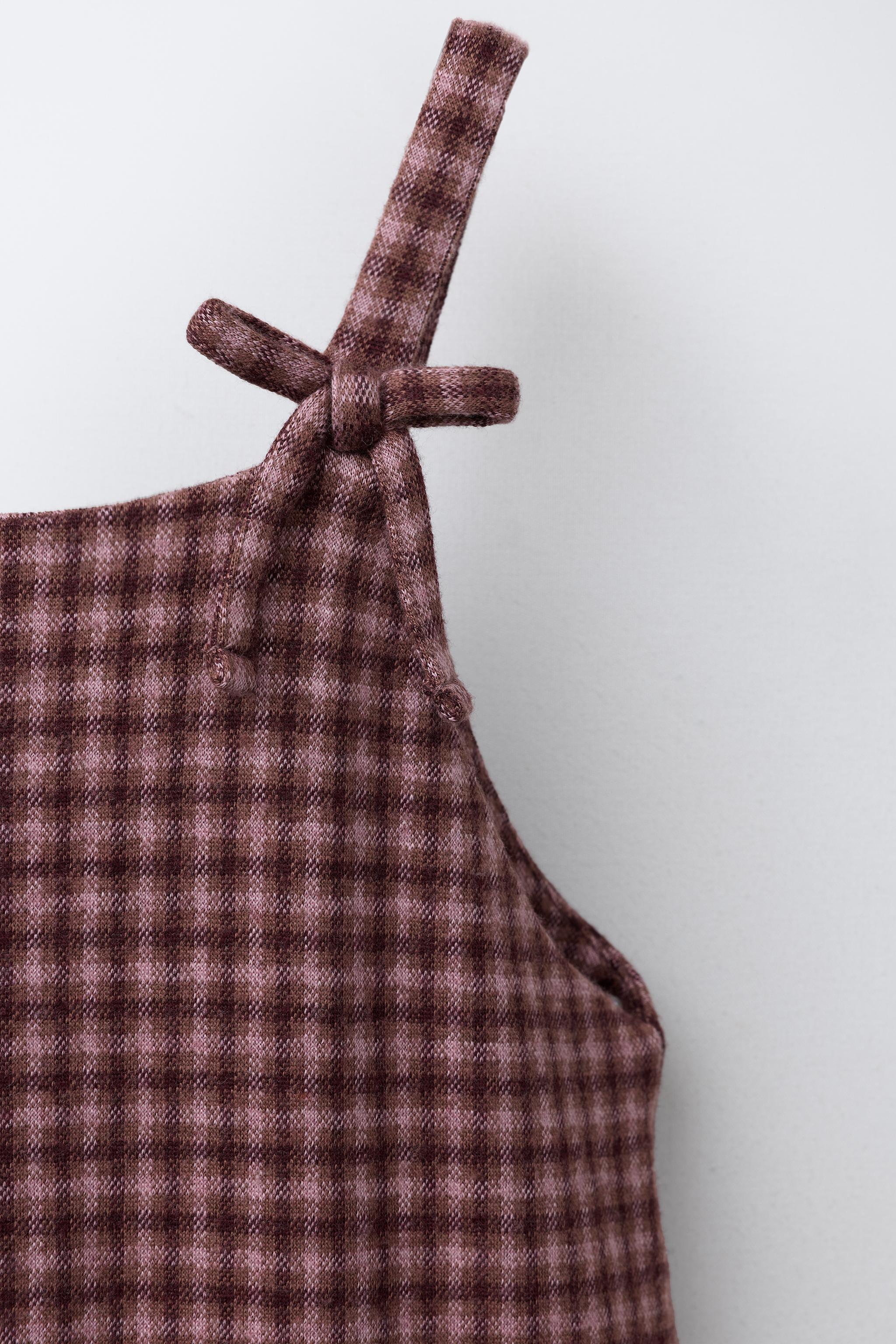 PLAID PINAFORE DRESS WITH BOWS